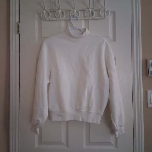 Aritzia TNA Women's Size 1 (XS) White Mock Neck Cozy Fleece Pullover Sweatshirt - Picture 2 of 8